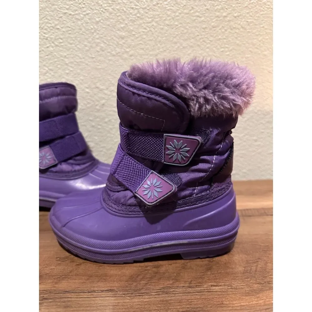 Purple Toddler Snow Boots with Adjustable Straps Size 7/8